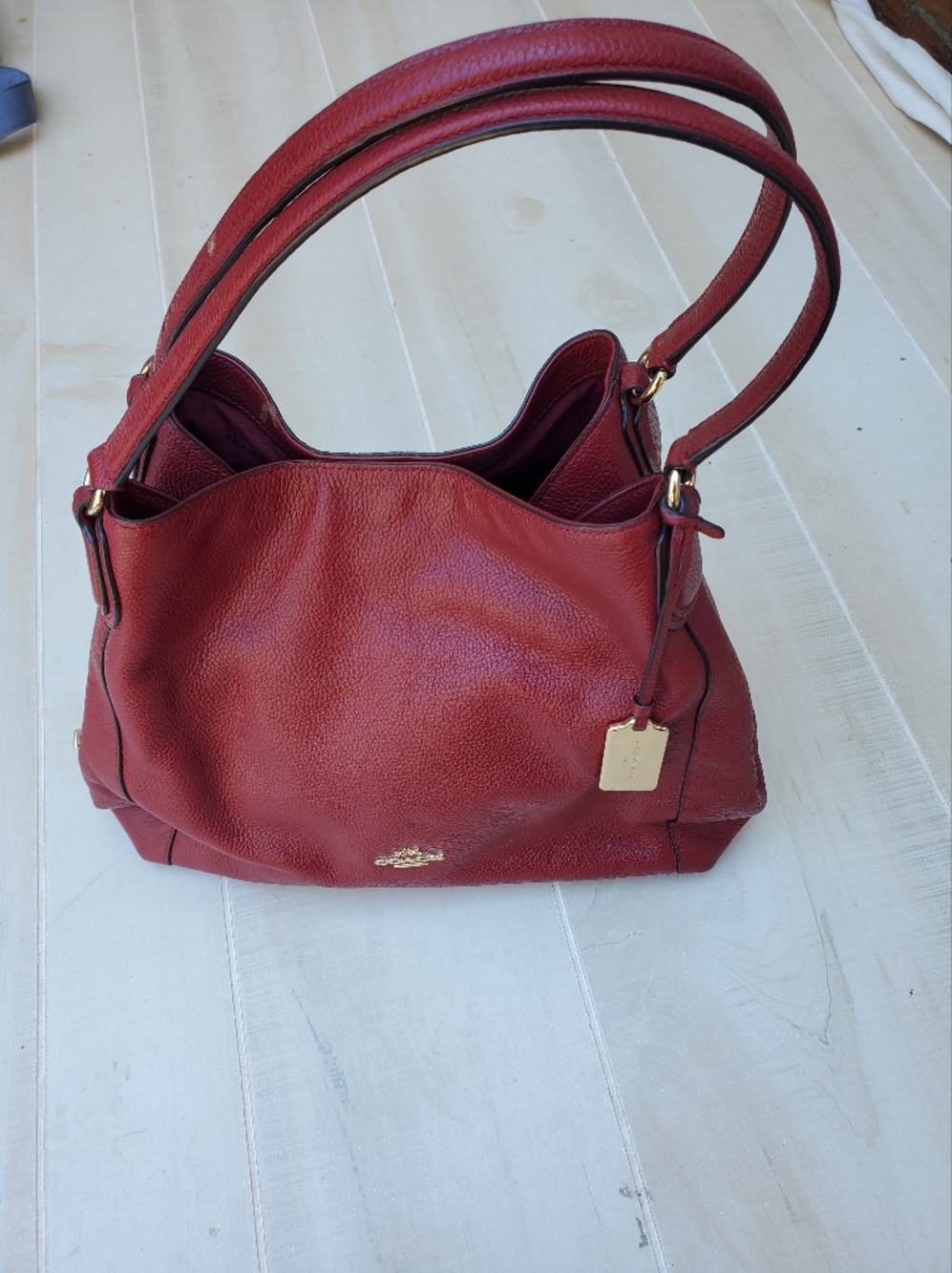 Coach Edie Hobo Satchel In Burgundy - Picture 2 of 11